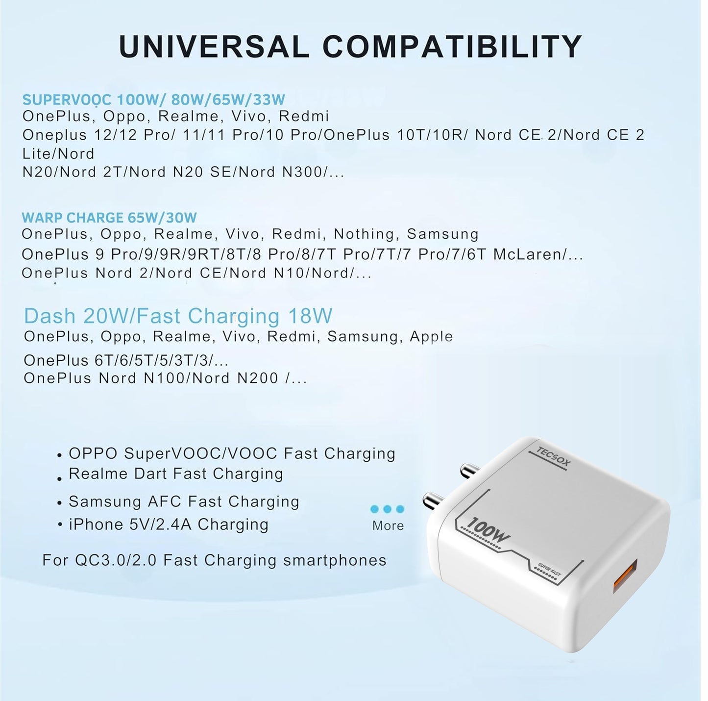 Order 100W Mobile Charger | Android Devices | VOOC Charging