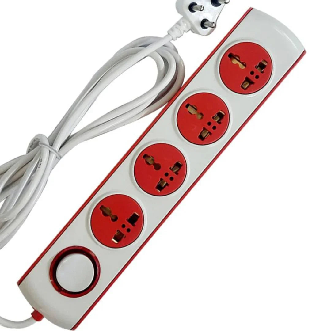 TecSox 4 Pin Extention Board | 2.7 m length with Fuse and International Sockets