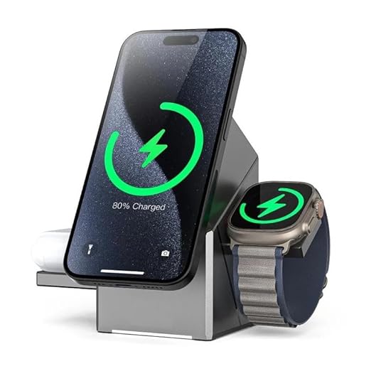 PowerCharge Wireless Charger for iPhone | Fast Charging Adaptor- Brushed Silver