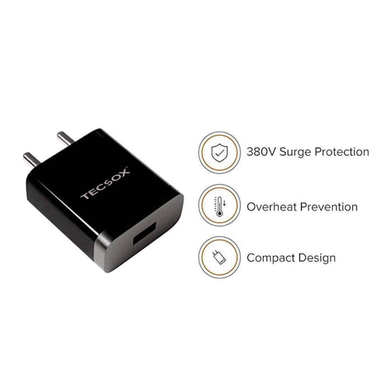 USB Charger | 3A Wall | Under ₹400 - TecSox