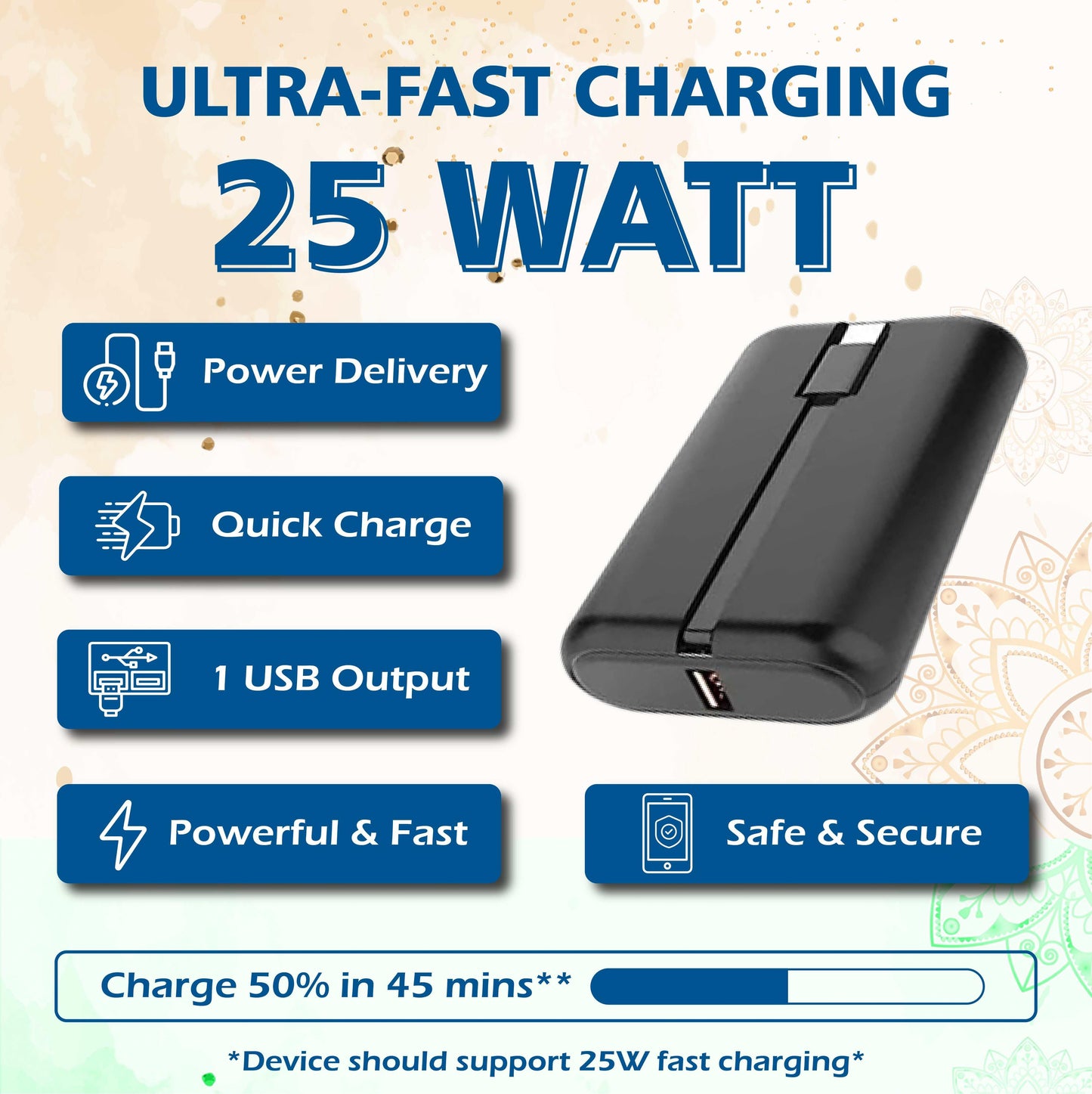 TecSox Force 10 Powerbank | 100% in 90 Mins | 10000 mAh - TecSox
