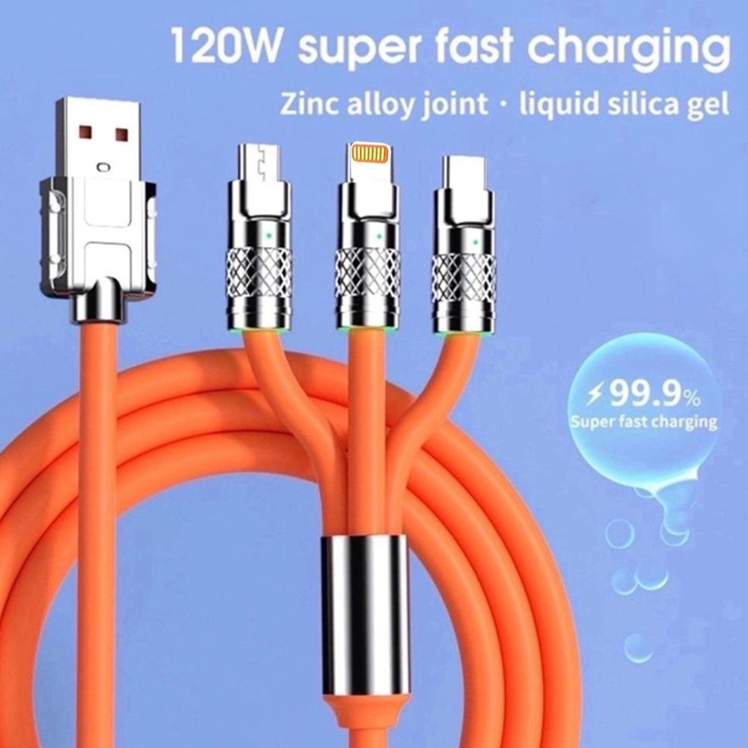 Tecsox 3 in 1 120W Fast Charging Cable | For iOS & Android - TecSox