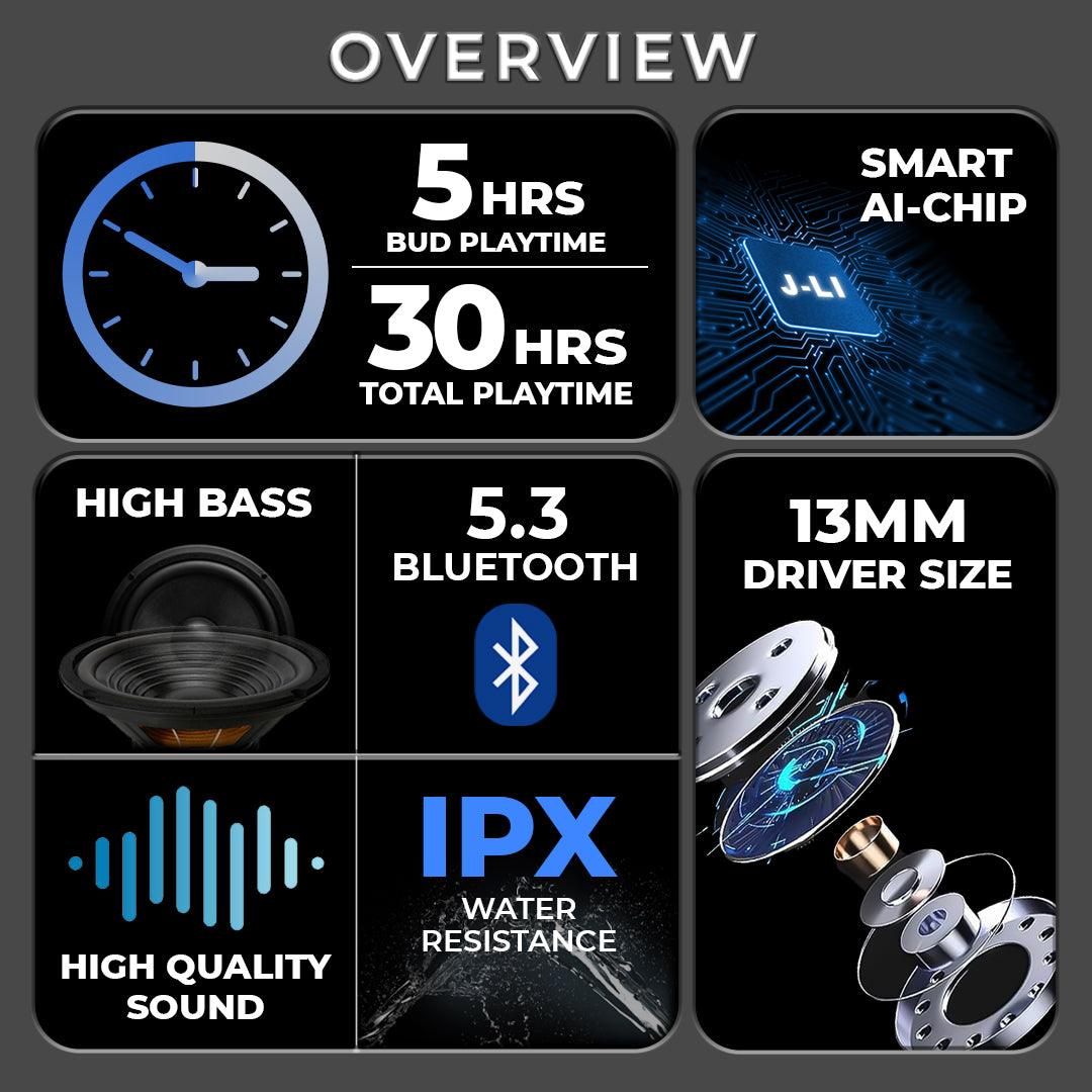 TecSox Fire TWS Bluetooth Earphones | IPX Water Resistance - TecSox