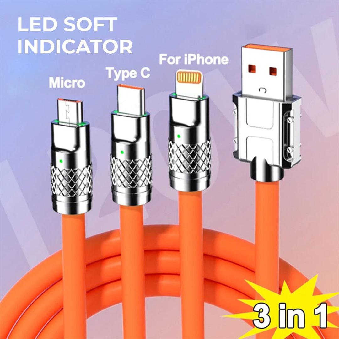 Tecsox 3 in 1 120W Fast Charging Cable | For iOS & Android - TecSox
