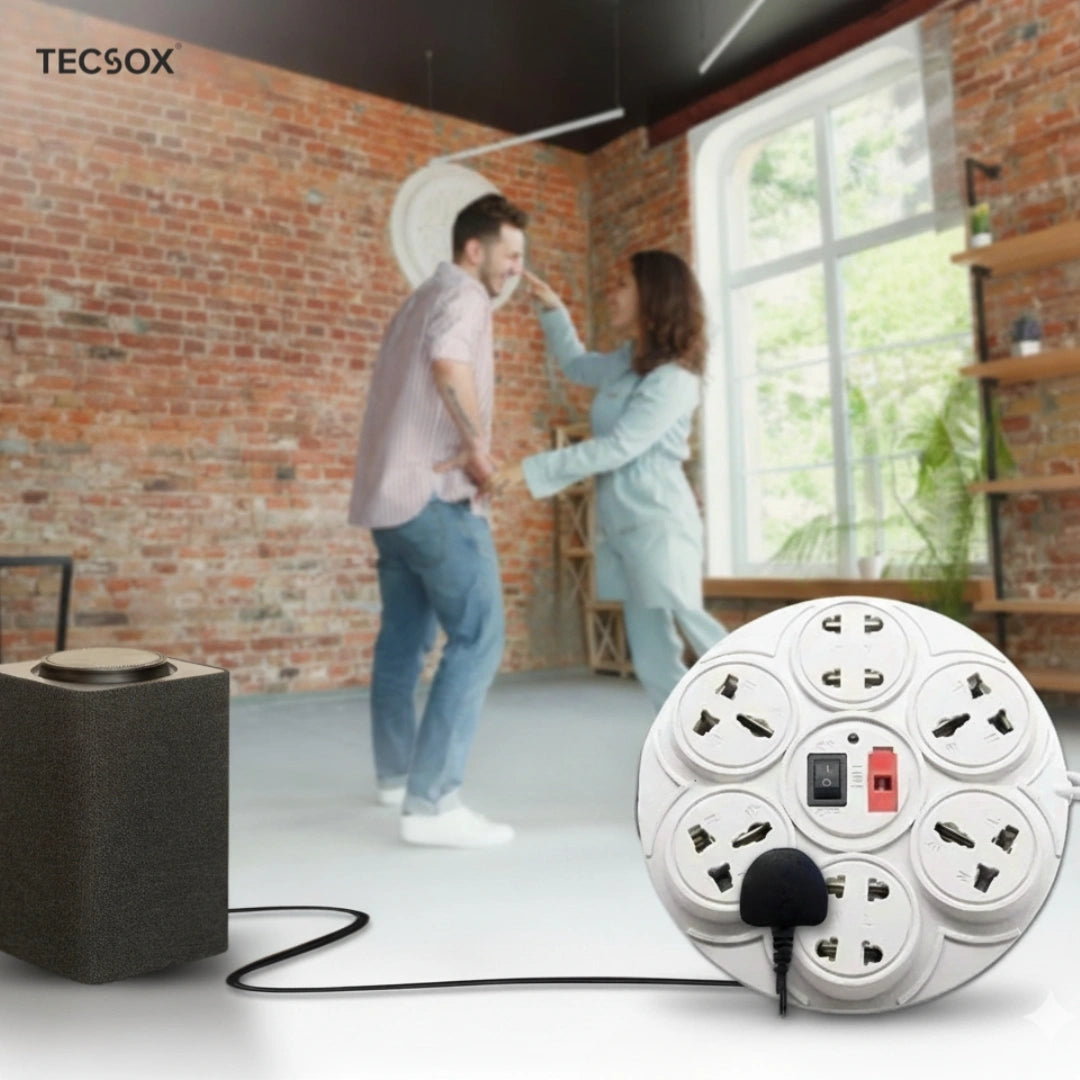 TecSox 8 Pin Extention Board with Master Switch | 2.7 m length with Fuse and International Sockets