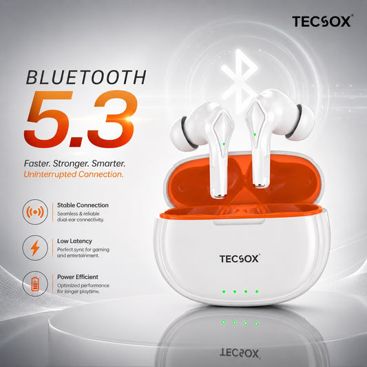 TecSox Neo231 Wireless Earbud With Deep Bass & Comfortable Fit | IPX Water Resistant