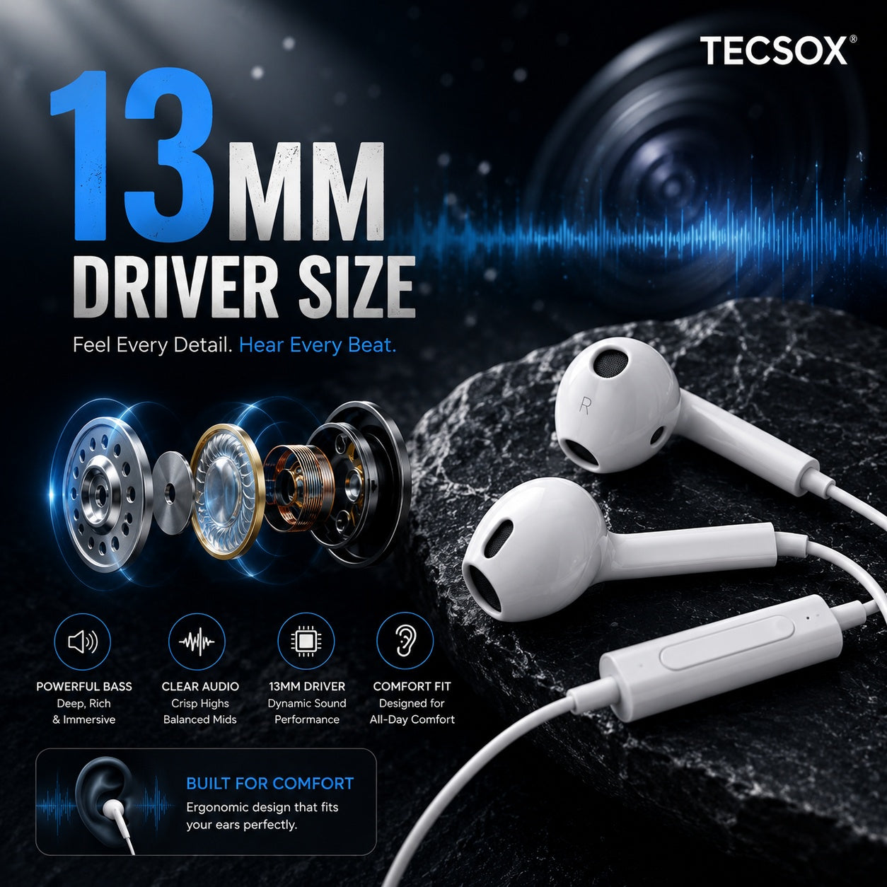 TecSox Bass Buds72 | Deep Bass with Clear Vocals