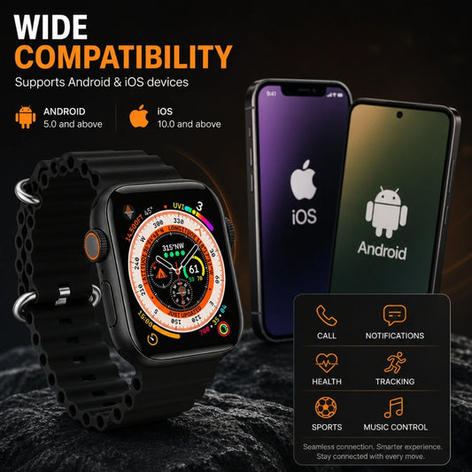 TecSox 2.19" Screen Size Metal Shield | Smart Watch| Wireless Charging