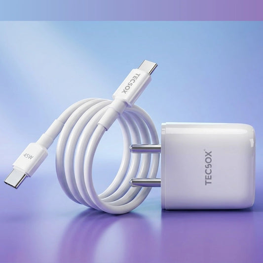 TecSox GAN Charger with Type C To C Cable | 35Watt | Compatible for Smartphones and Laptops