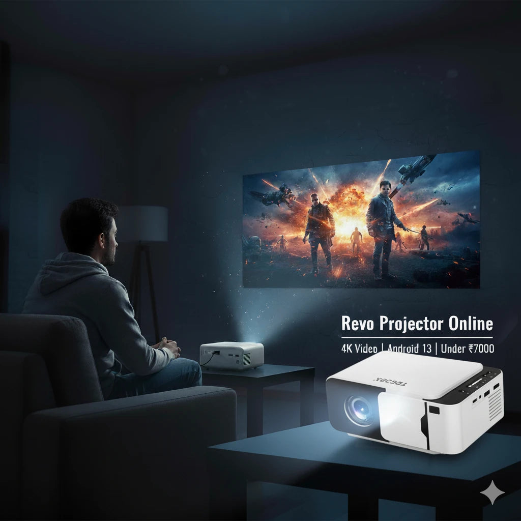TecSox Revo Projector Online | 4K Video | Android 13 | Under ₹7000
