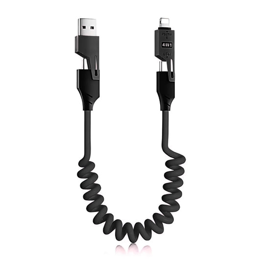 4in1 Coil Fast Charging Type C Cable with Spring | 480Mbps Data Transfer | 1 m