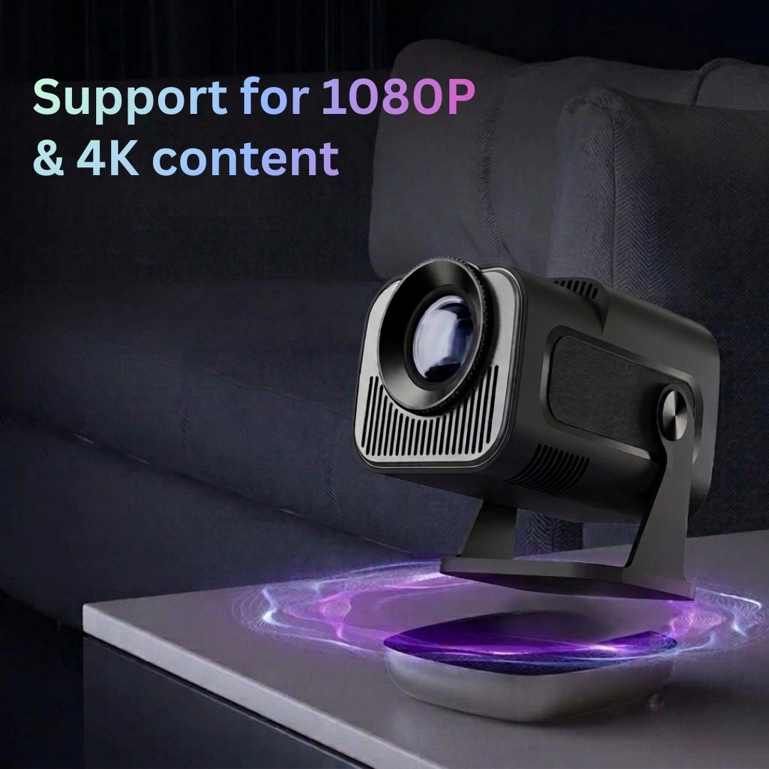 Tecsox Panther Mini Projector: 4K Video | Android 11 | 180° rotation