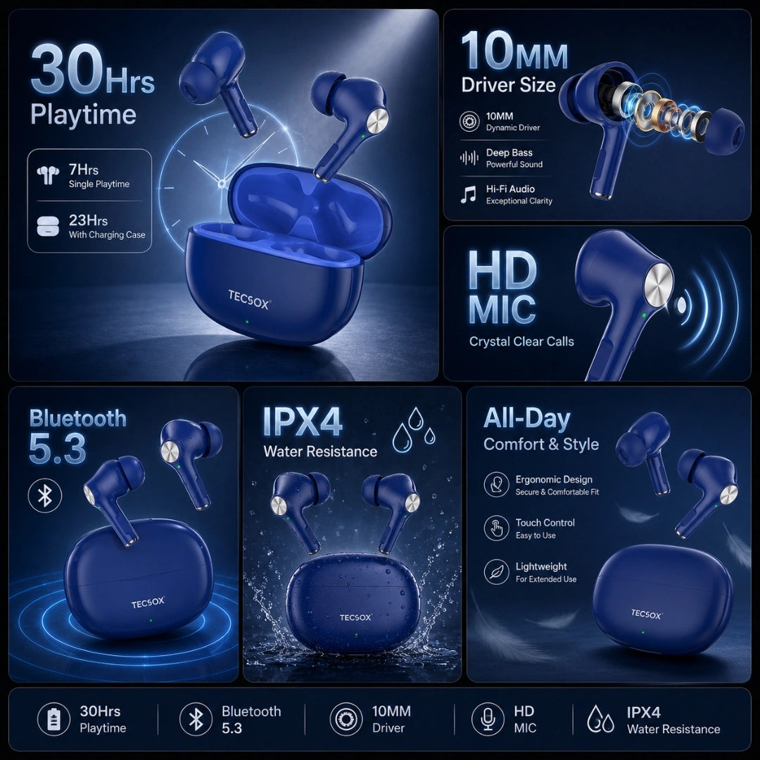 Buy TecSox Neo411 Wireless Earbud With Deep Bass & Comfortable Fit