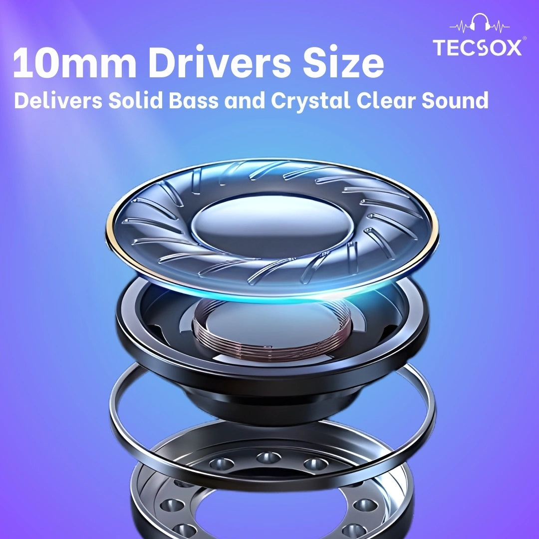 TecSox Omega 201 Wireless Earbud With Deep Bass & Comfortable Fit | IPX Water Resistant