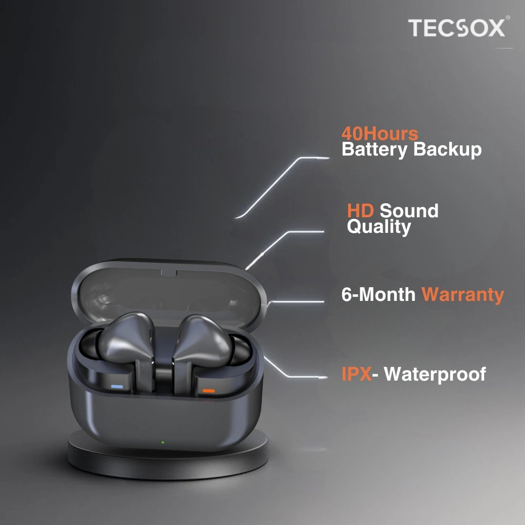 Order TecSox Audora Bluetooth Earbuds | Deep Bass | Under ₹1000