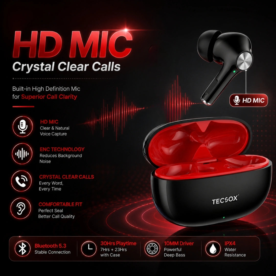 Buy TecSox Neo411 Wireless Earbud With Deep Bass & Comfortable Fit
