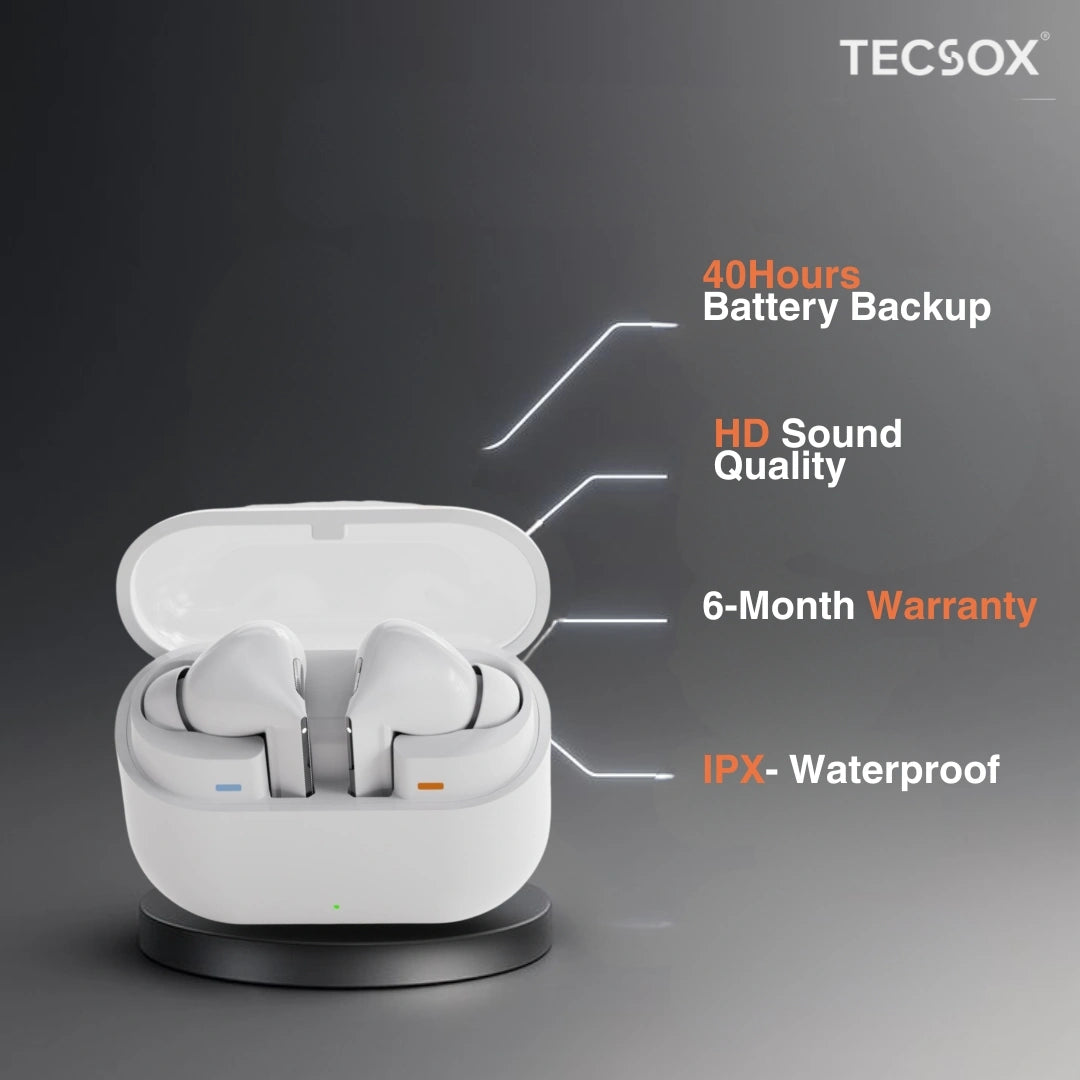 Order TecSox Audora Bluetooth Earbuds | Deep Bass | Under ₹1000