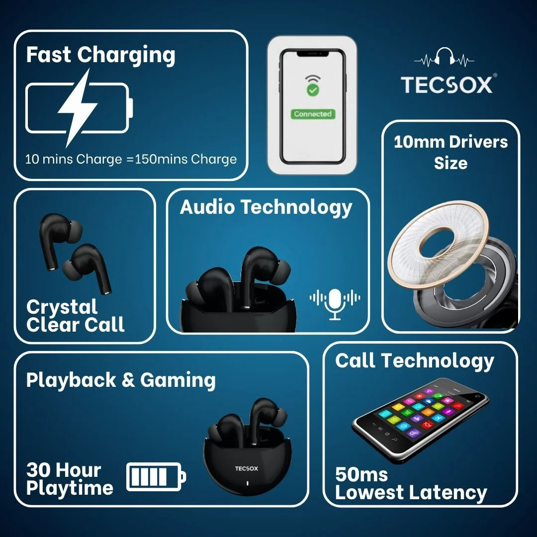 Buy TecSox Omega Wireless Earbud With Comfortable Fit