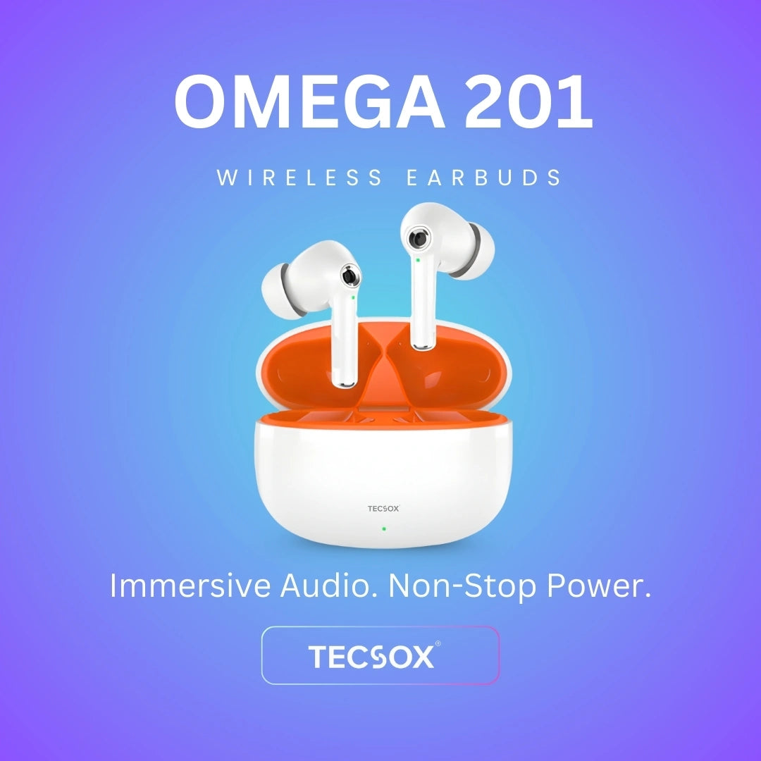 TecSox Omega 201 Wireless Earbud With Deep Bass & Comfortable Fit | IPX Water Resistant