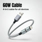 TecSox Zap 4-IN-1 Cable | 1.5 Meter Fast Charging Cable | 60W