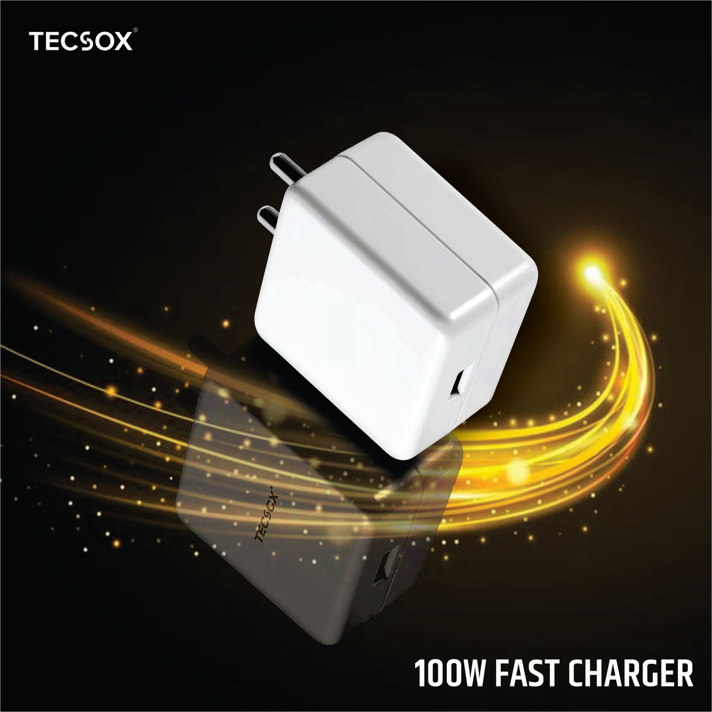 TecSox 100W Mobile Charger | 100W SUPER VOOC Charging | Travel Companion | For All Android Devices