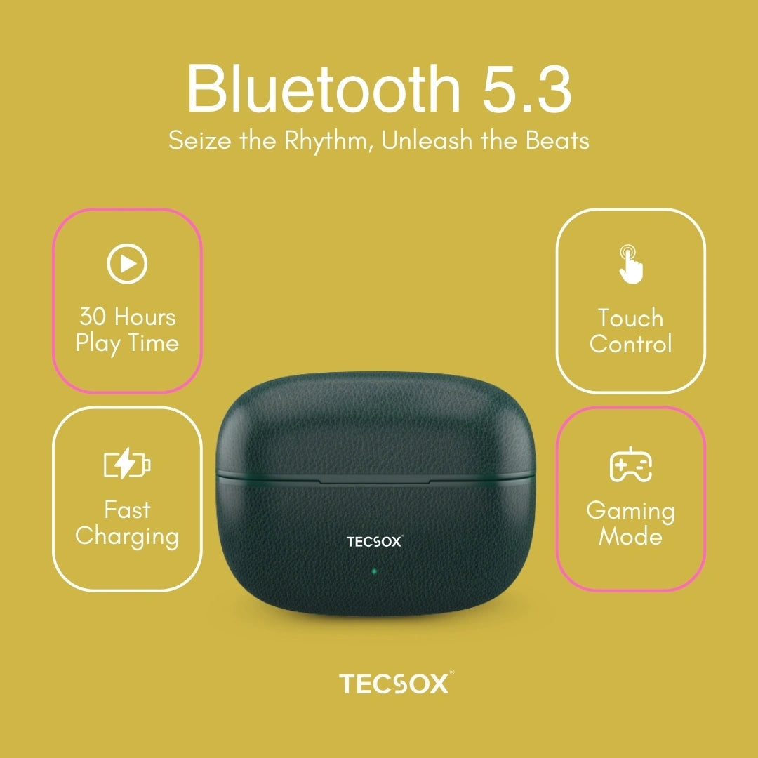 TecSox Neo771 Wireless Earbud With Deep Bass & Comfortable Fit | IPX Water Resistant