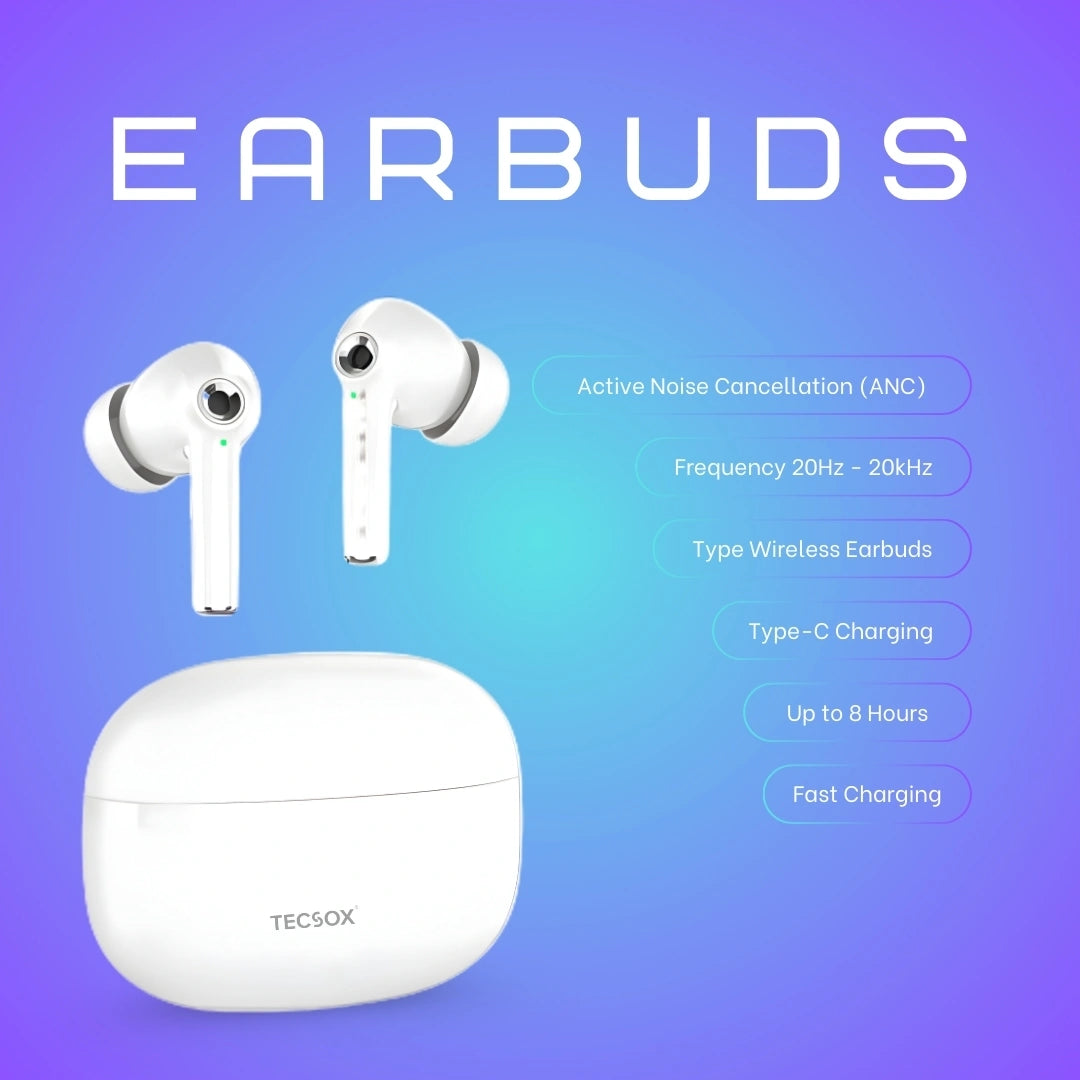 TecSox Omega 201 Wireless Earbud With Deep Bass & Comfortable Fit | IPX Water Resistant