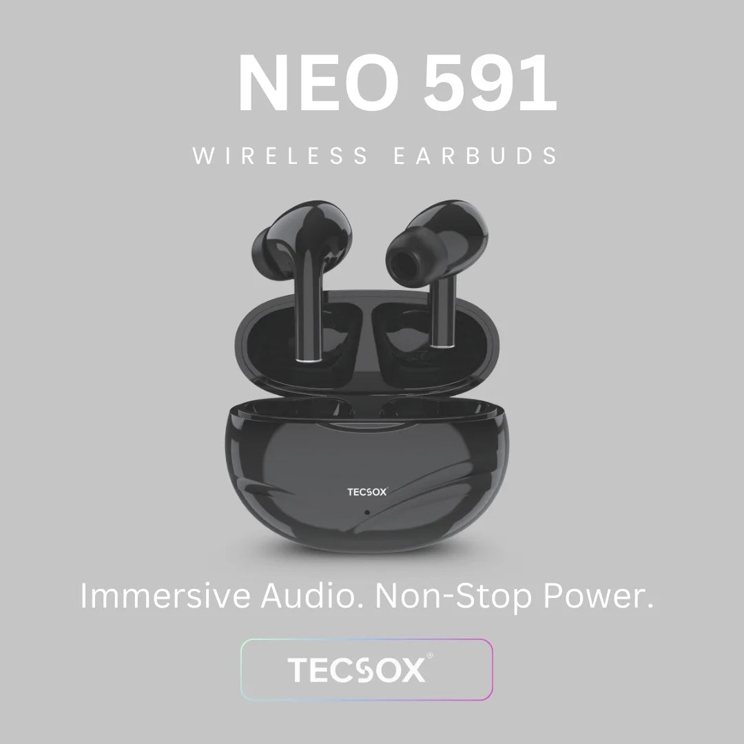 TecSox Neo591 Wireless Earbud With Deep Bass & Comfortable Fit | IPX Water Resistant