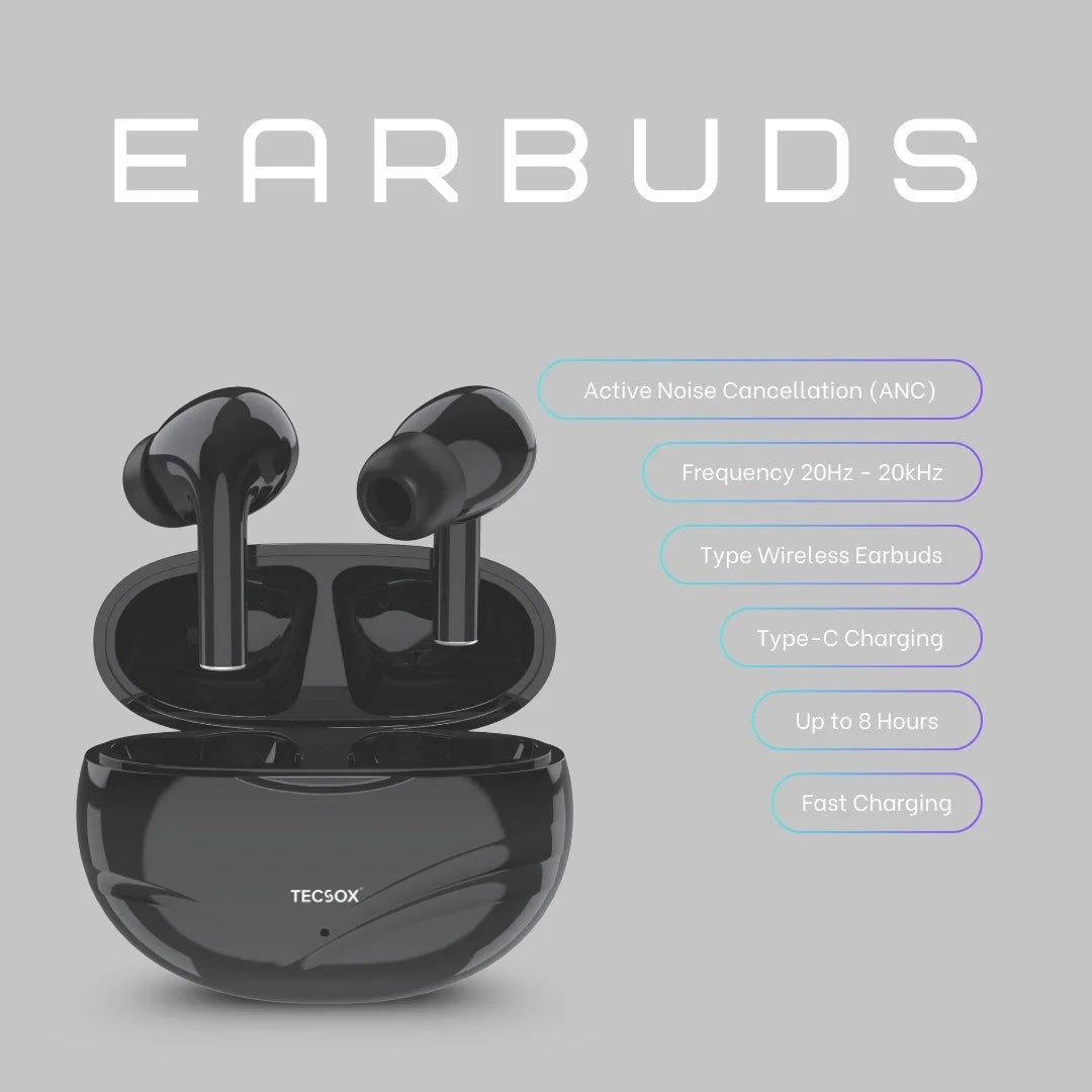 TecSox Neo591 Wireless Earbud With Deep Bass & Comfortable Fit | IPX Water Resistant