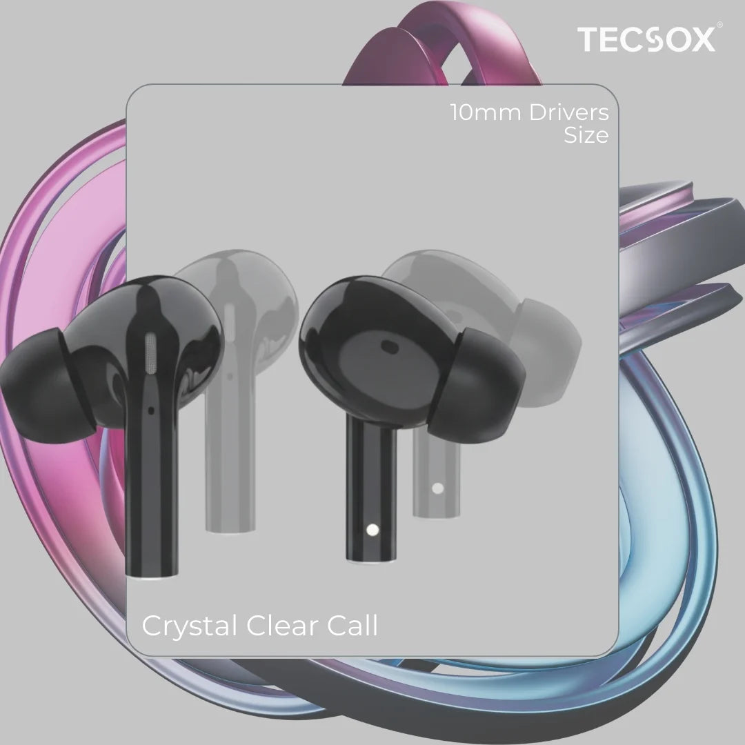 TecSox Neo591 Wireless Earbud With Deep Bass & Comfortable Fit | IPX Water Resistant