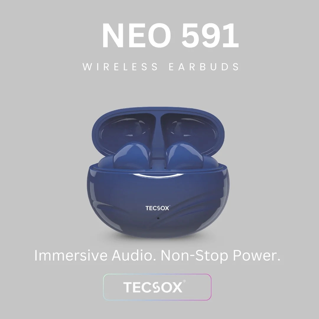 TecSox Neo591 Wireless Earbud With Deep Bass & Comfortable Fit | IPX Water Resistant
