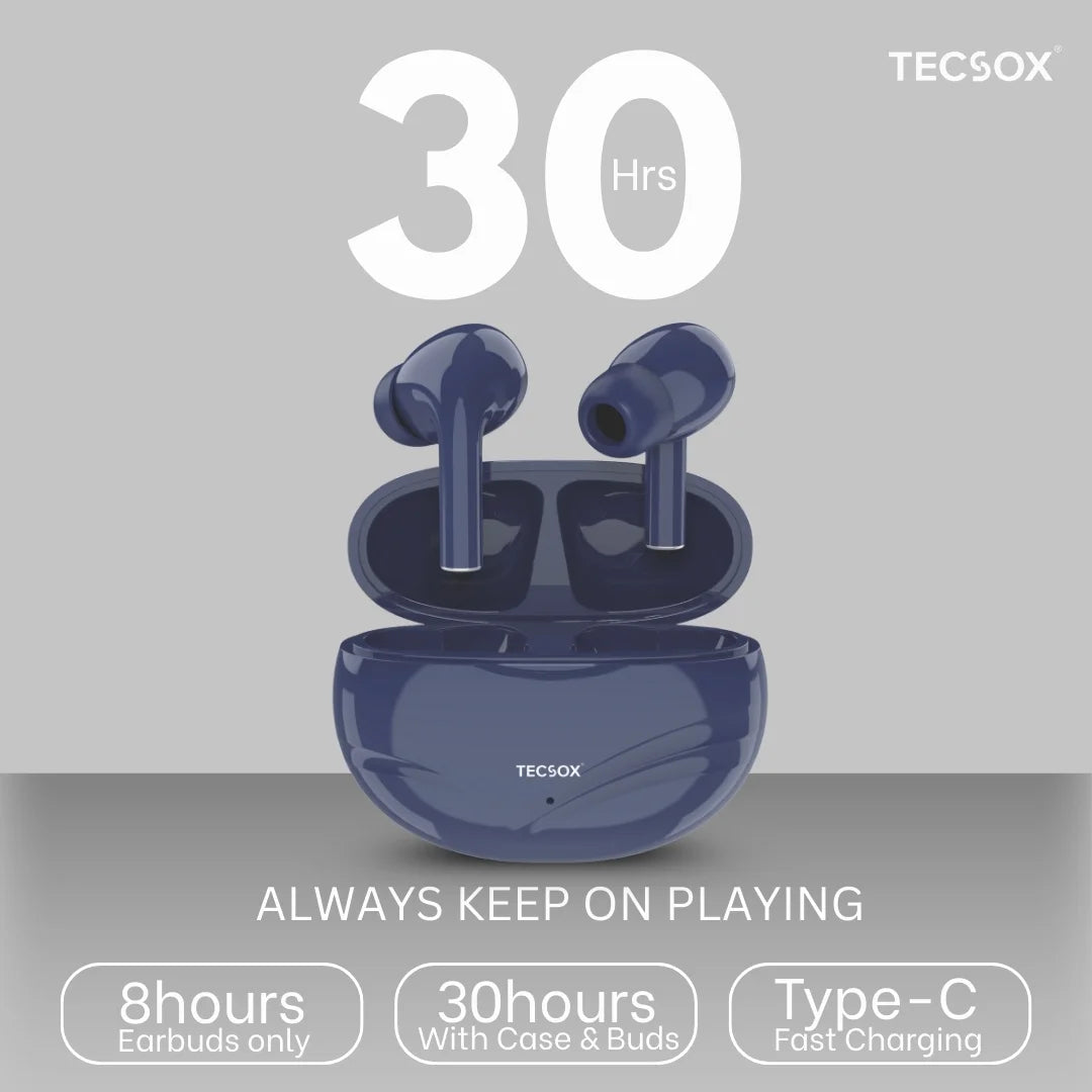 TecSox Neo591 Wireless Earbud With Deep Bass & Comfortable Fit | IPX Water Resistant