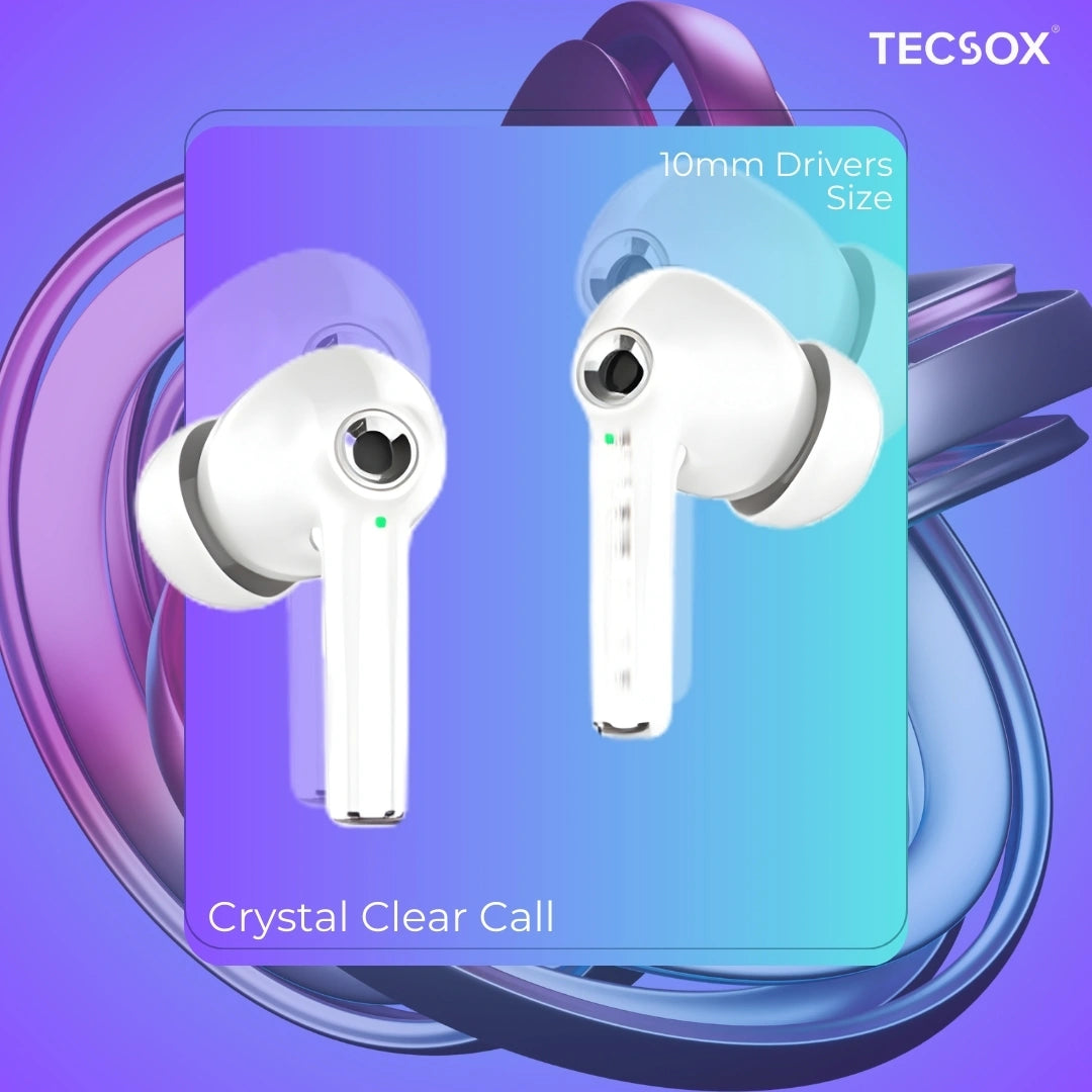 TecSox Omega 201 Wireless Earbud With Deep Bass & Comfortable Fit | IPX Water Resistant