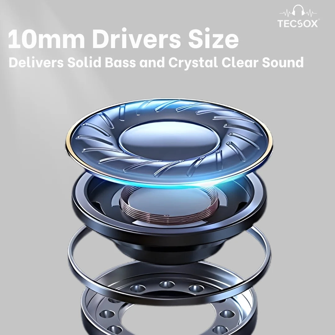 TecSox Neo591 Wireless Earbud With Deep Bass & Comfortable Fit | IPX Water Resistant