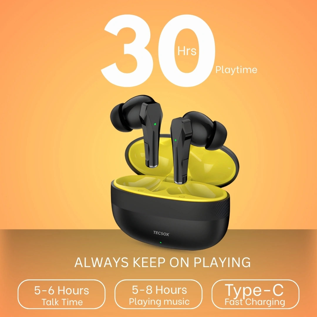 TecSox Ranger 311 Wireless Earbud With Deep Bass & Comfortable Fit | IPX Water Resistant
