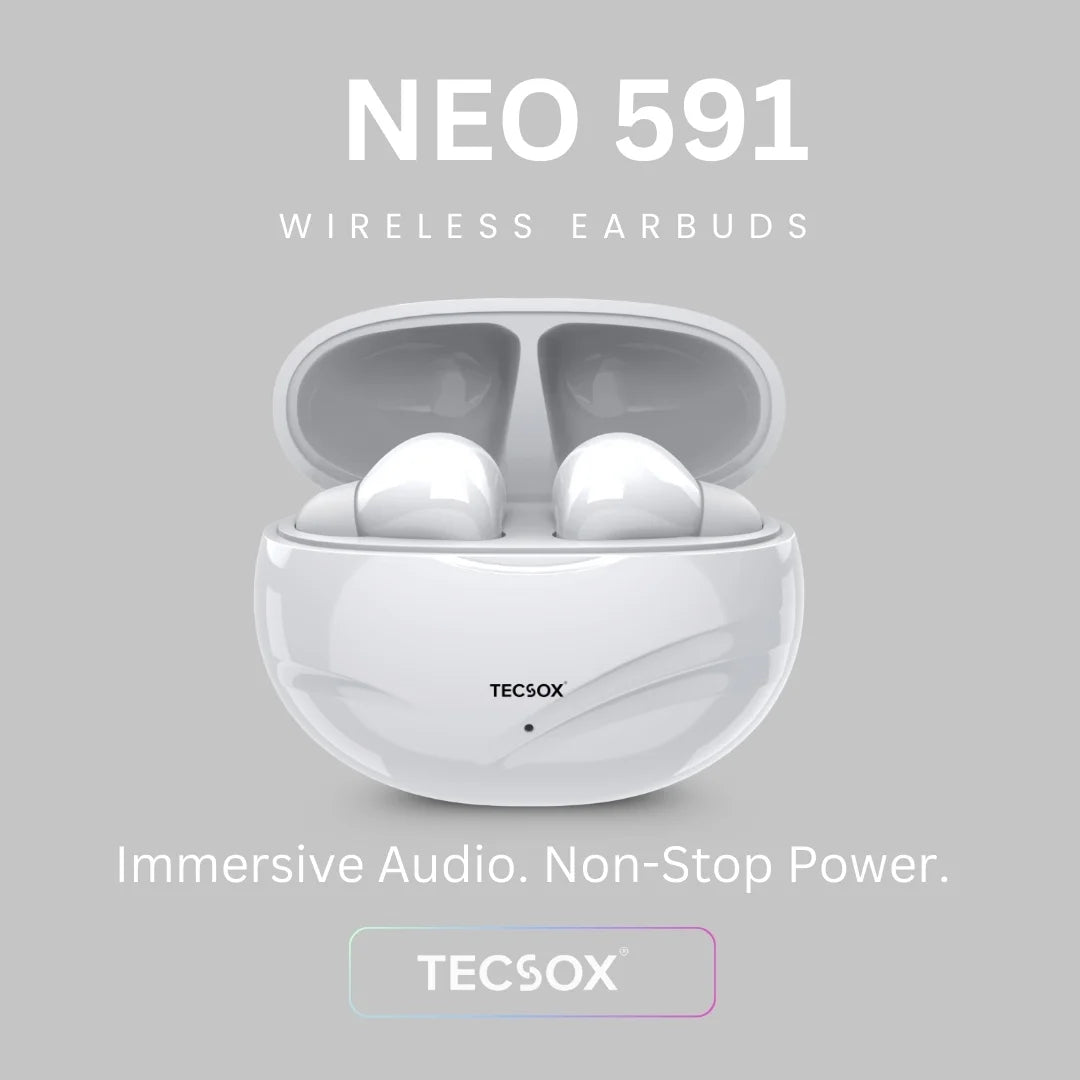 TecSox Neo591 Wireless Earbud With Deep Bass & Comfortable Fit | IPX Water Resistant
