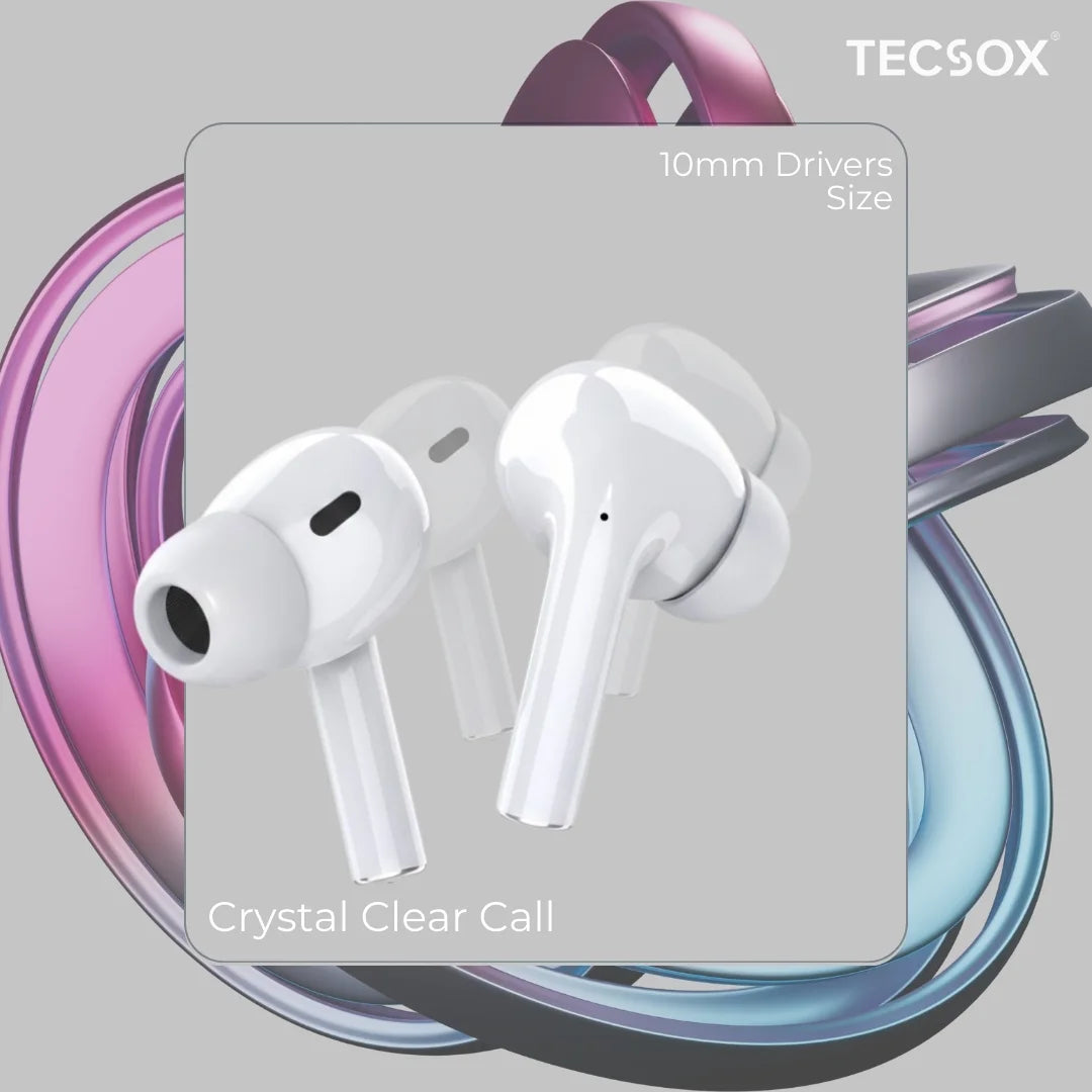 TecSox Neo591 Wireless Earbud With Deep Bass & Comfortable Fit | IPX Water Resistant