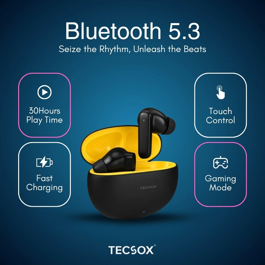 Order TecSox Pulse 611 Bluetooth Earbuds | Deep Bass | 30 Hour Play time