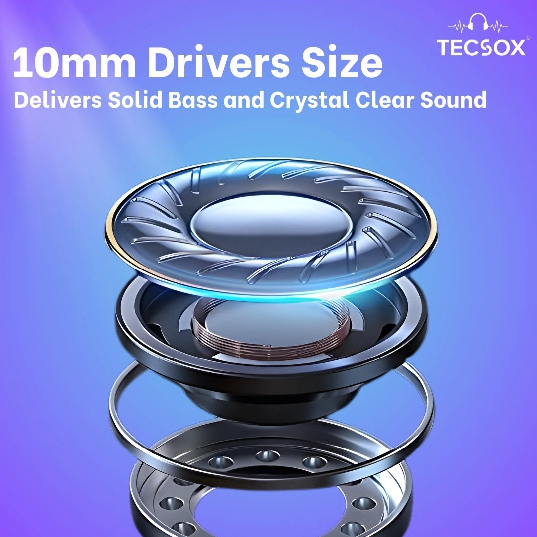 TecSox Omega 201 Wireless Earbud With Deep Bass & Comfortable Fit | IPX Water Resistant