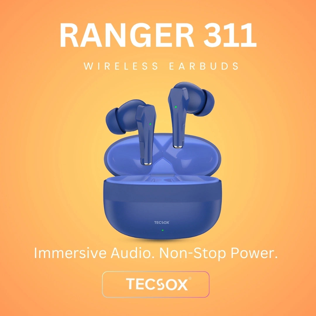 TecSox Ranger 311 Wireless Earbud With Deep Bass & Comfortable Fit | IPX Water Resistant