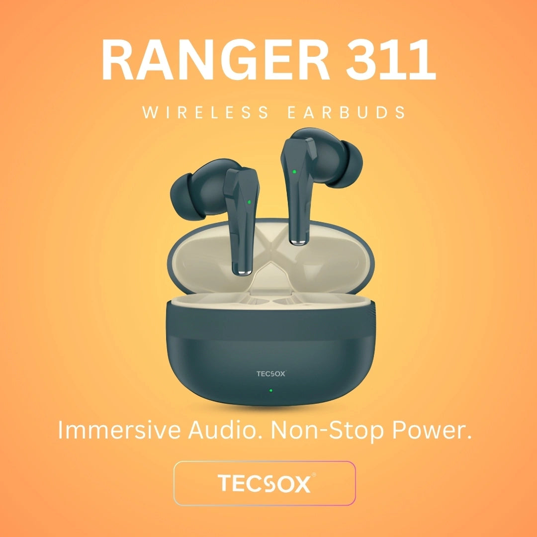 TecSox Ranger 311 Wireless Earbud With Deep Bass & Comfortable Fit | IPX Water Resistant