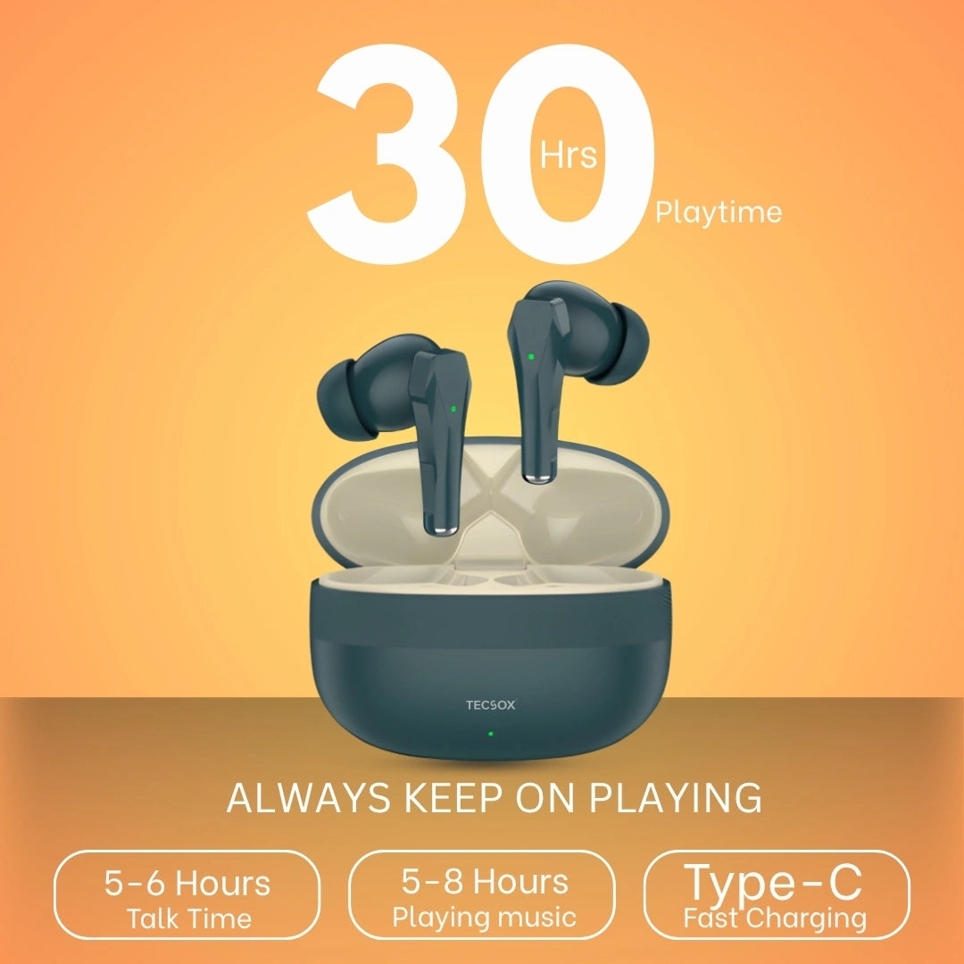 TecSox Ranger 311 Wireless Earbud With Deep Bass & Comfortable Fit | IPX Water Resistant