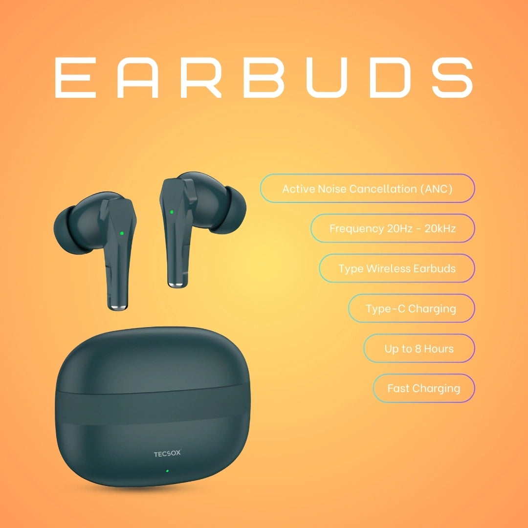 TecSox Ranger 311 Wireless Earbud With Deep Bass & Comfortable Fit | IPX Water Resistant