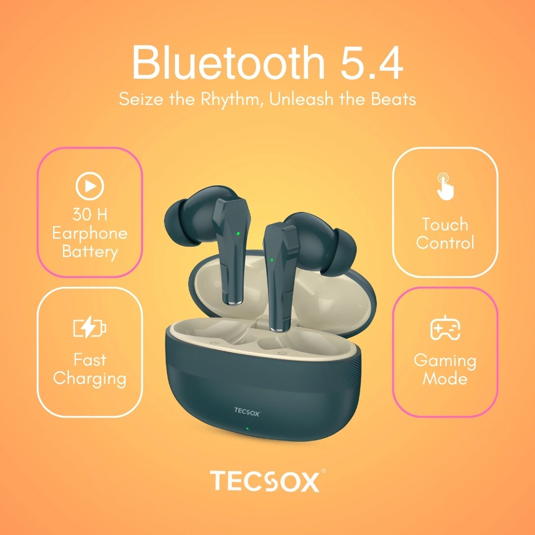 TecSox Ranger 311 Wireless Earbud With Deep Bass & Comfortable Fit | IPX Water Resistant