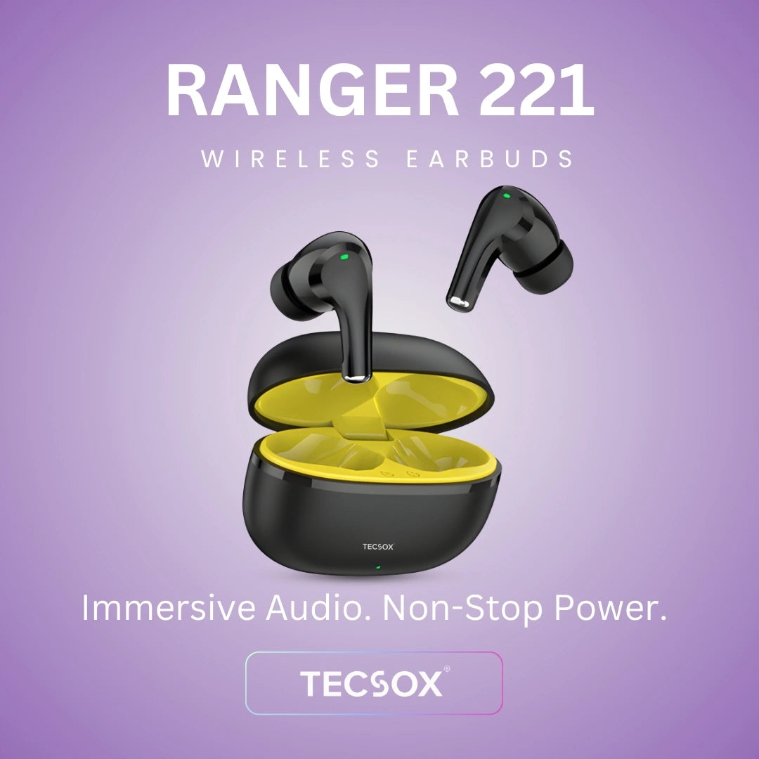 TecSox Ranger 221 Wireless Earbud With Deep Bass & Comfortable Fit | IPX Water Resistant