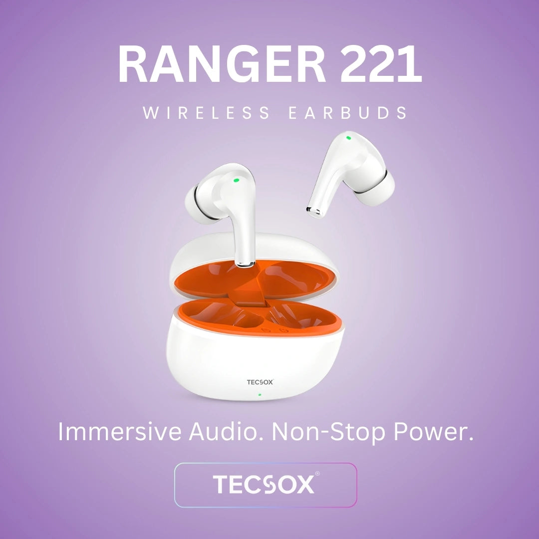 TecSox Ranger 221 Wireless Earbud With Deep Bass & Comfortable Fit | IPX Water Resistant
