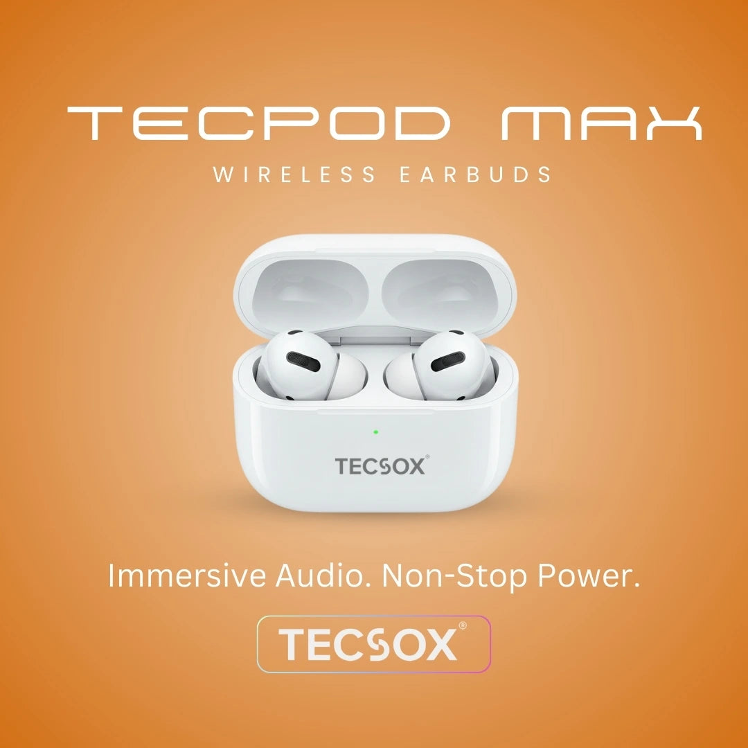 Buy TecPod Max White Bluetooth Earbuds | Deep Bass | 30-hour playtime