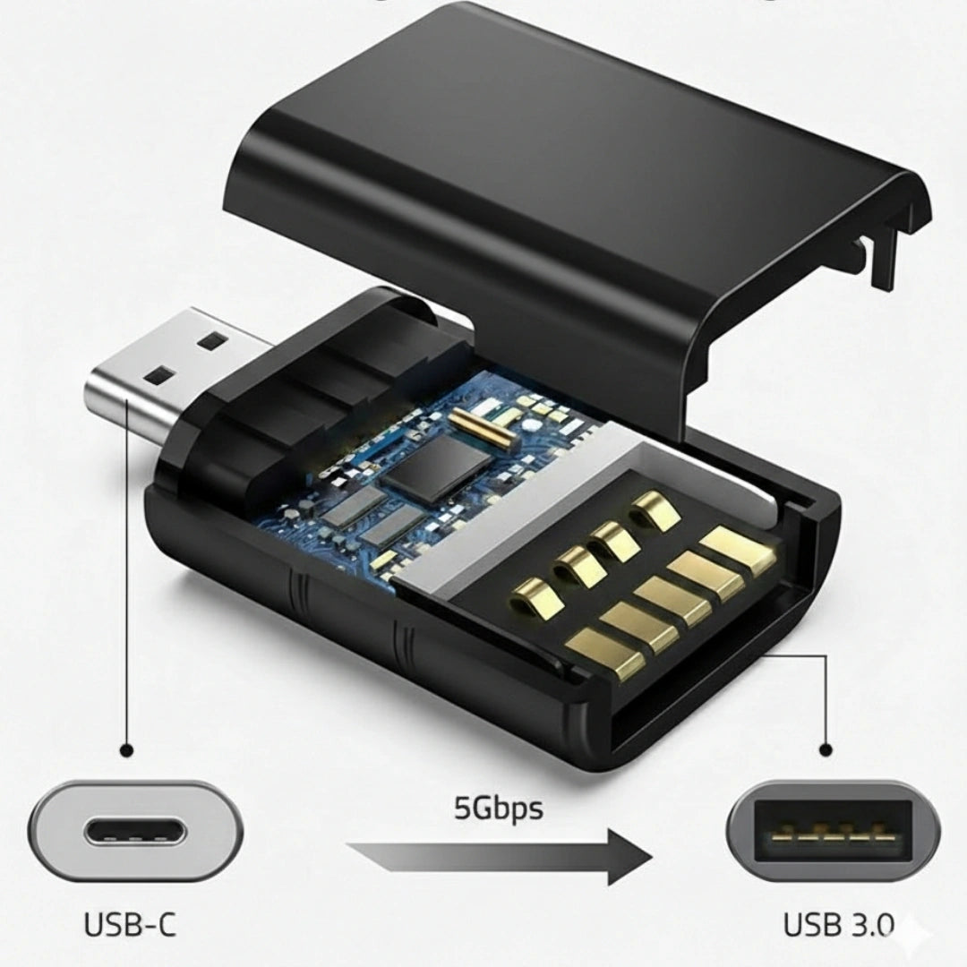 TecSox Aluminium Type C OTG Adapter to USB 3.0 | High-Speed Data Transfer Adapter