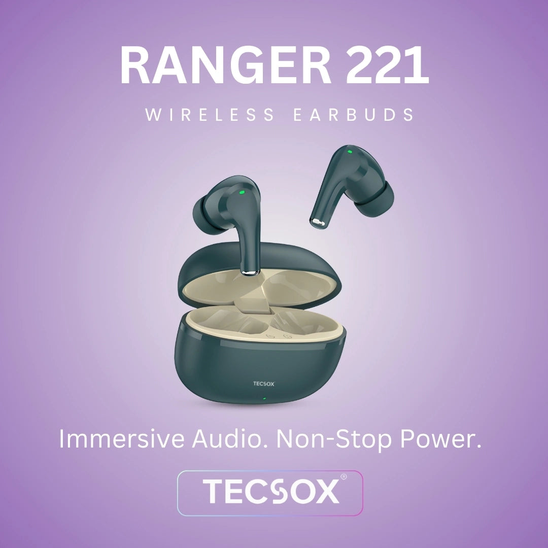 TecSox Ranger 221 Wireless Earbud With Deep Bass & Comfortable Fit | IPX Water Resistant