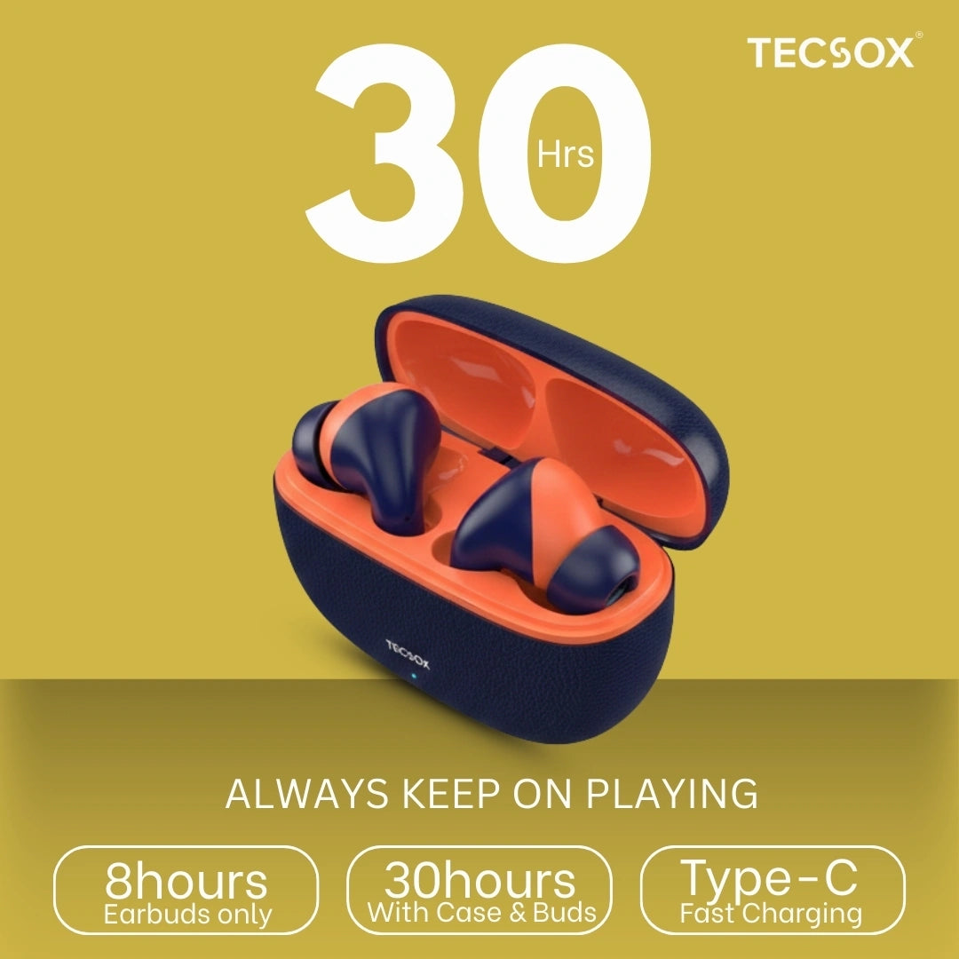 TecSox Neo771 Wireless Earbud With Deep Bass & Comfortable Fit | IPX Water Resistant